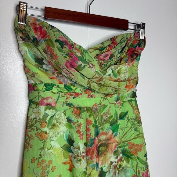 JAYGODFREY - Lime Green Floral Shorts Strapless Romper - 0 - Picture 3 of 11